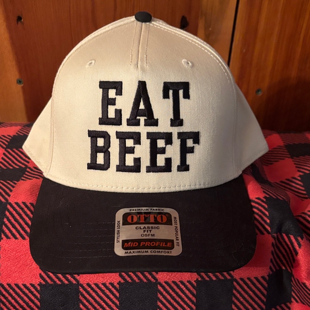 OTTO Cream and Black 'Eat Beef' Cap